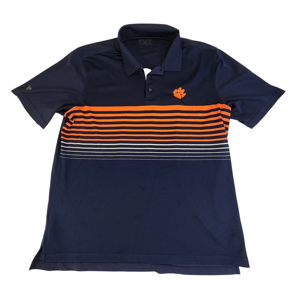 Levelwear Polo Shirt Size XL Blue Striped Classic Short Sleeve Collared #1743